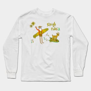 sleigh rides // christmas cheer // retro surf art by surfy birdy Long Sleeve T-Shirt